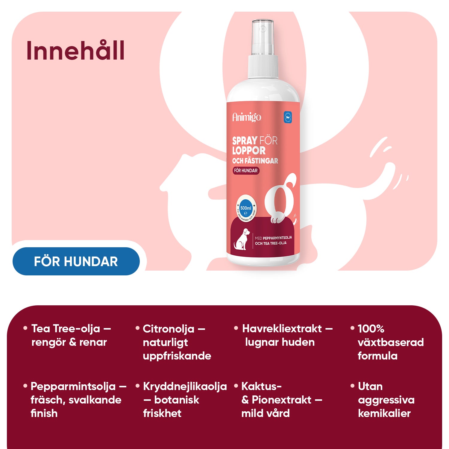 Lopp- och fästingspray för hundar 500ml