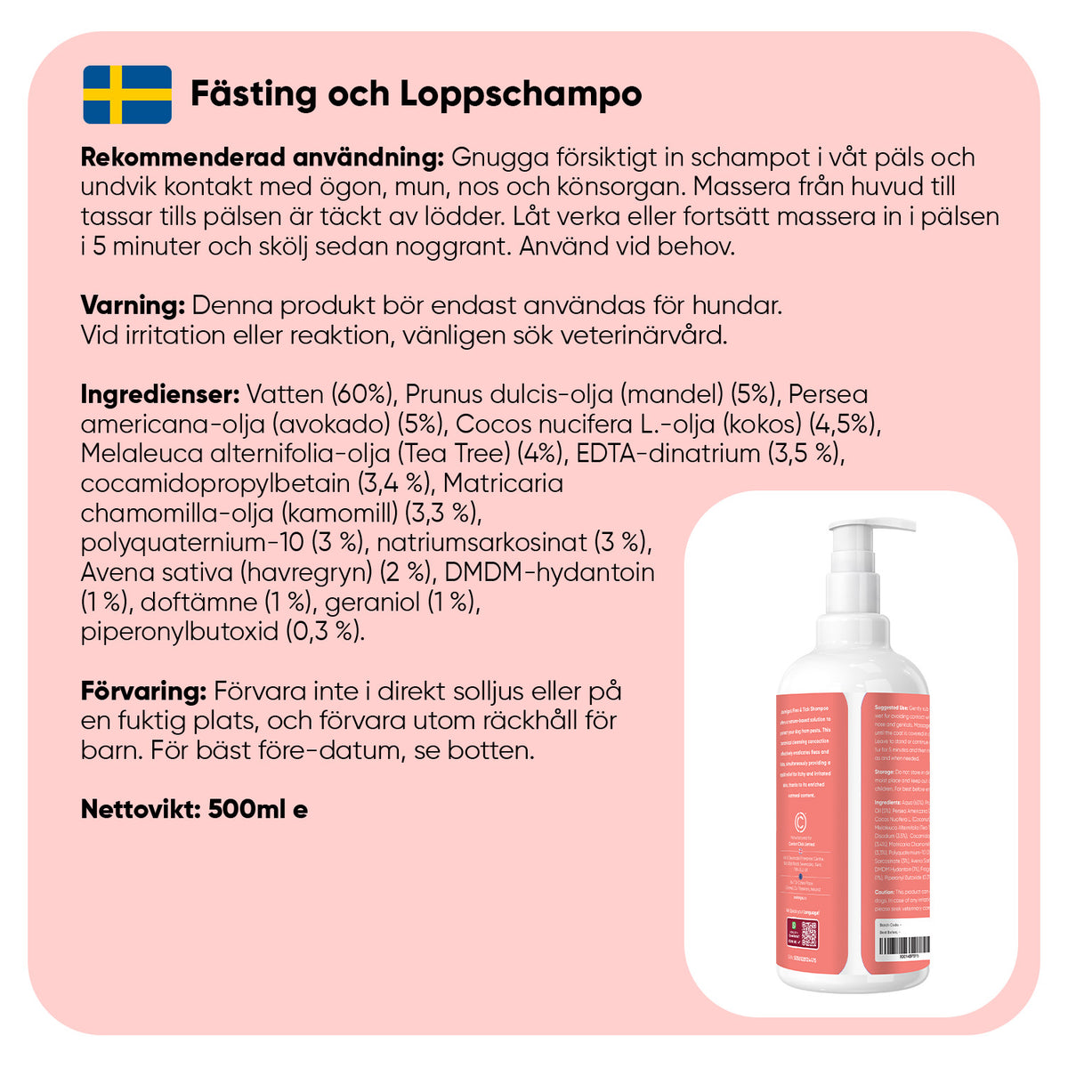 Lopp- & Fästingschampo för Hundar 500ml