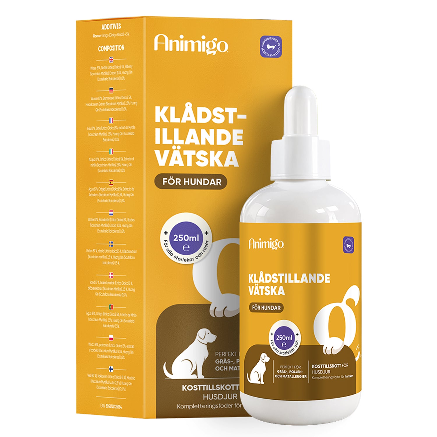 Klådalindring för hundar 250 ml flytande tillskott