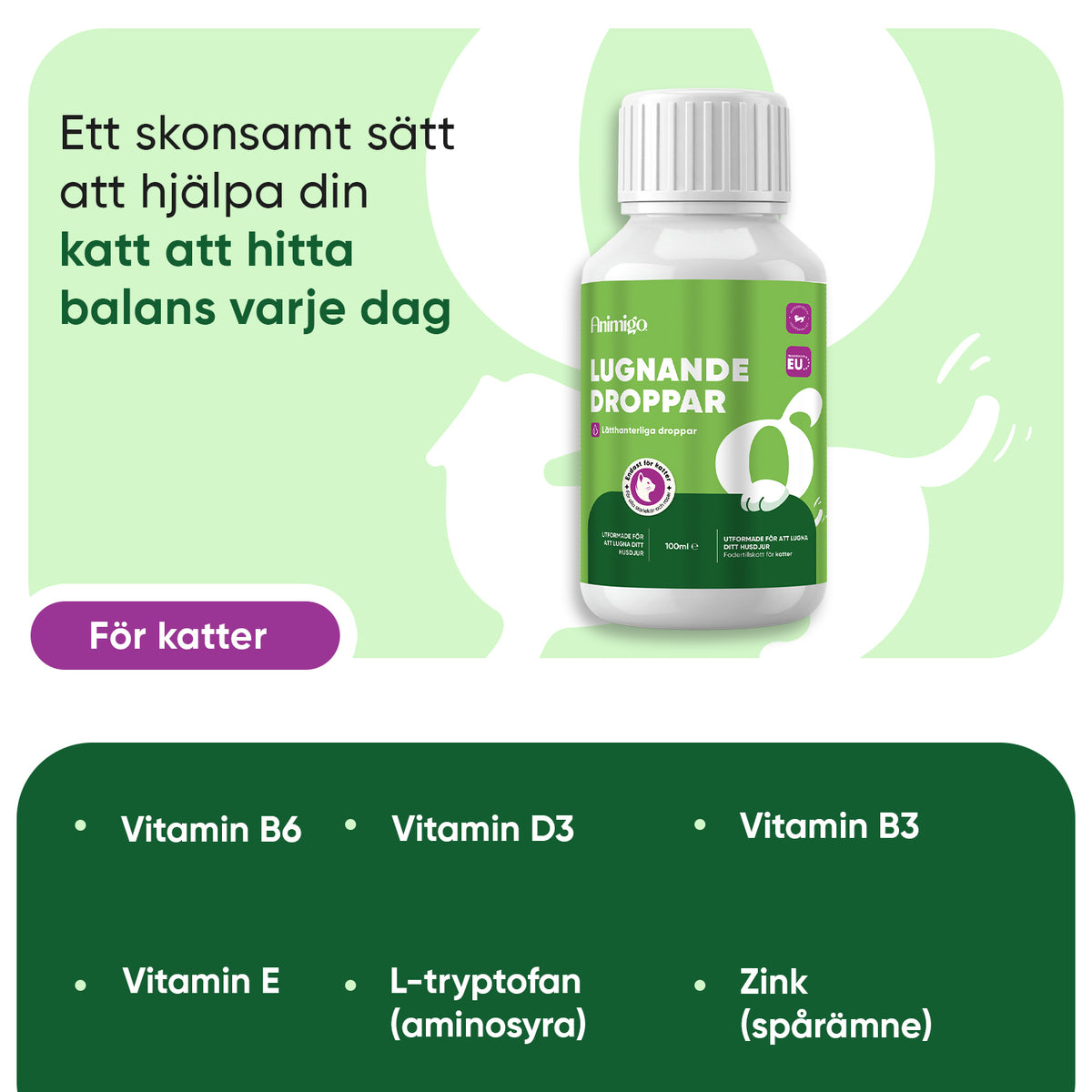 Animigo Lugnande Droppar för Katter 100 ml Droppar