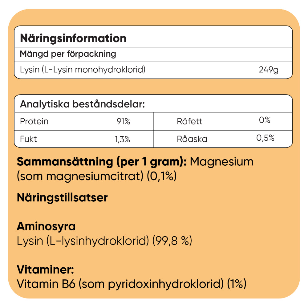 L-lysinpulver för hundar 250 g