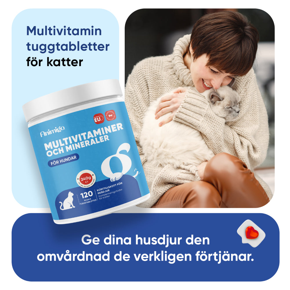 Multivitaminer och mineraler för katter, 120 tuggtabletter