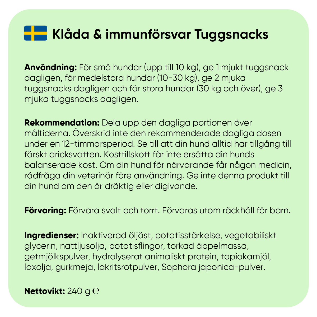 Klåda och immunitet för hundar 120 mjuka godisbitar