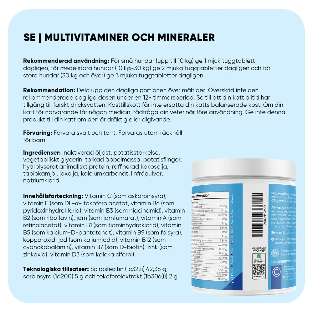 Multivitamin med mineraler för hundar 120 mjuka tuggtabletter