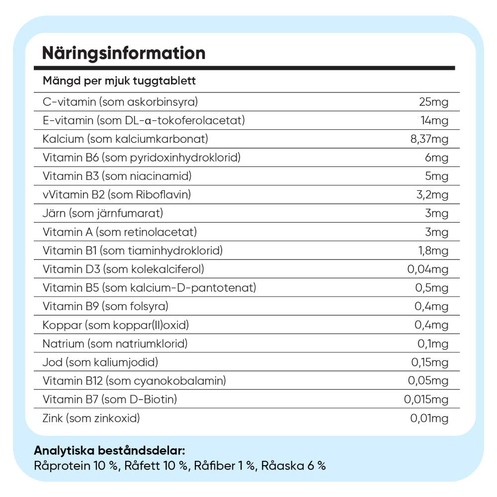 Multivitamin med mineraler för hundar 120 mjuka tuggtabletter